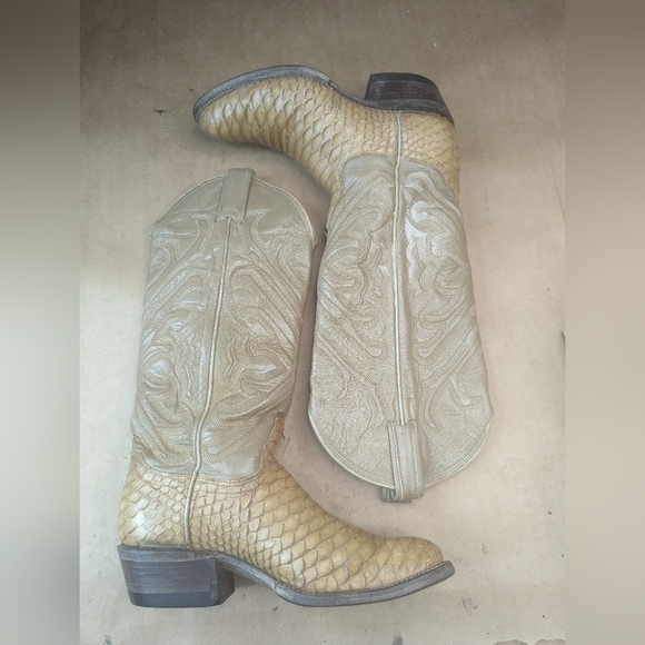 Tony Lama boots Black Label women's sz 4.5B  Exotic Genuine Golden Python Snakes - Picture 5 of 10